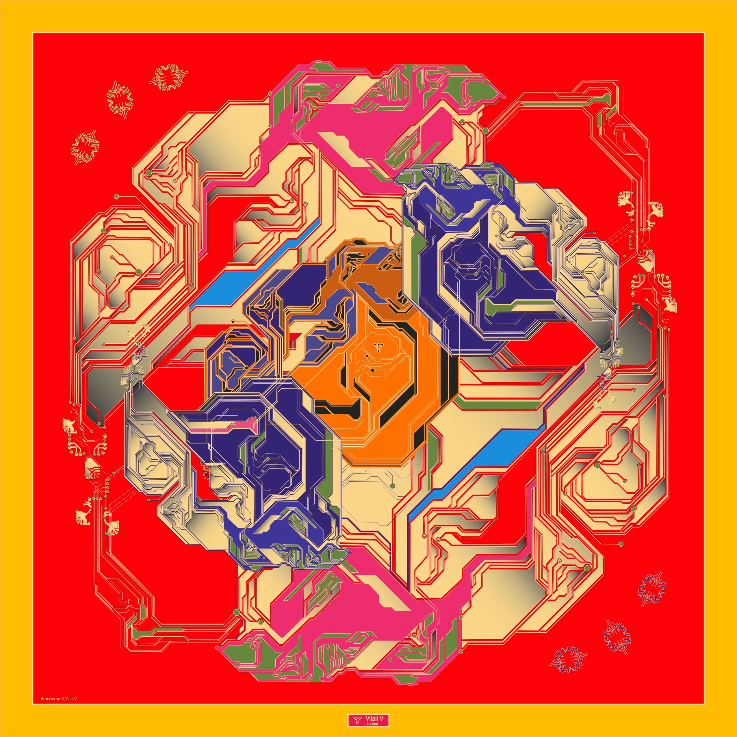 Systemic graphic composition on Red